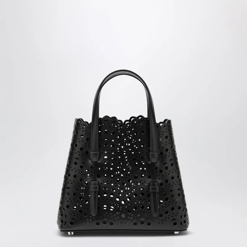 Mina 20 Vienne Calfskin Tote Bag In Black - Alaïa