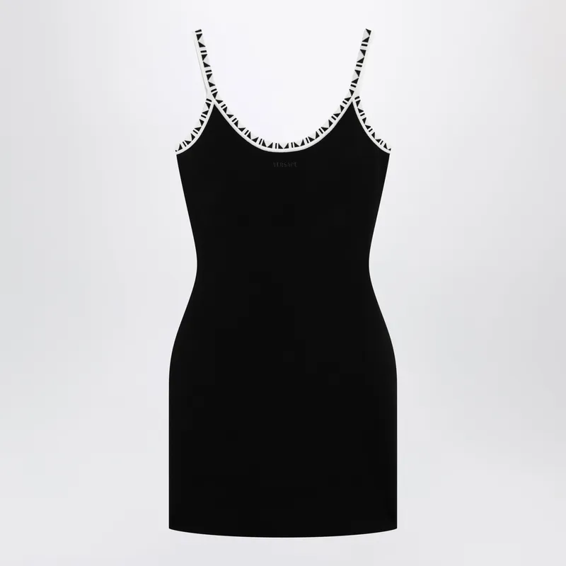 Black Stretch Viscose Mini Dress - Versace