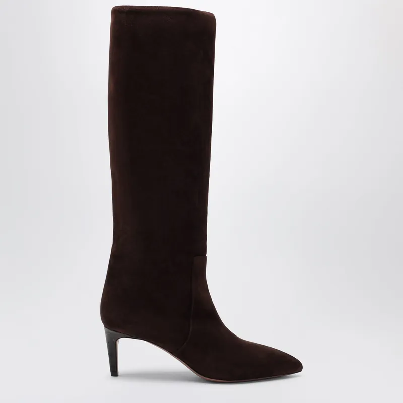 Chocolate Suede Pointed-Toe Boots