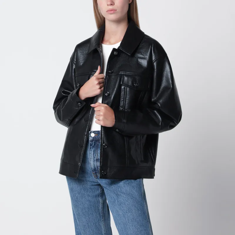 Black Regenerated Leather Jacket - Anine Bing