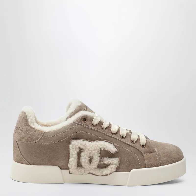 Portofino Light Sneakers In Calf Leather And Shearling - Dolce & Gabbana