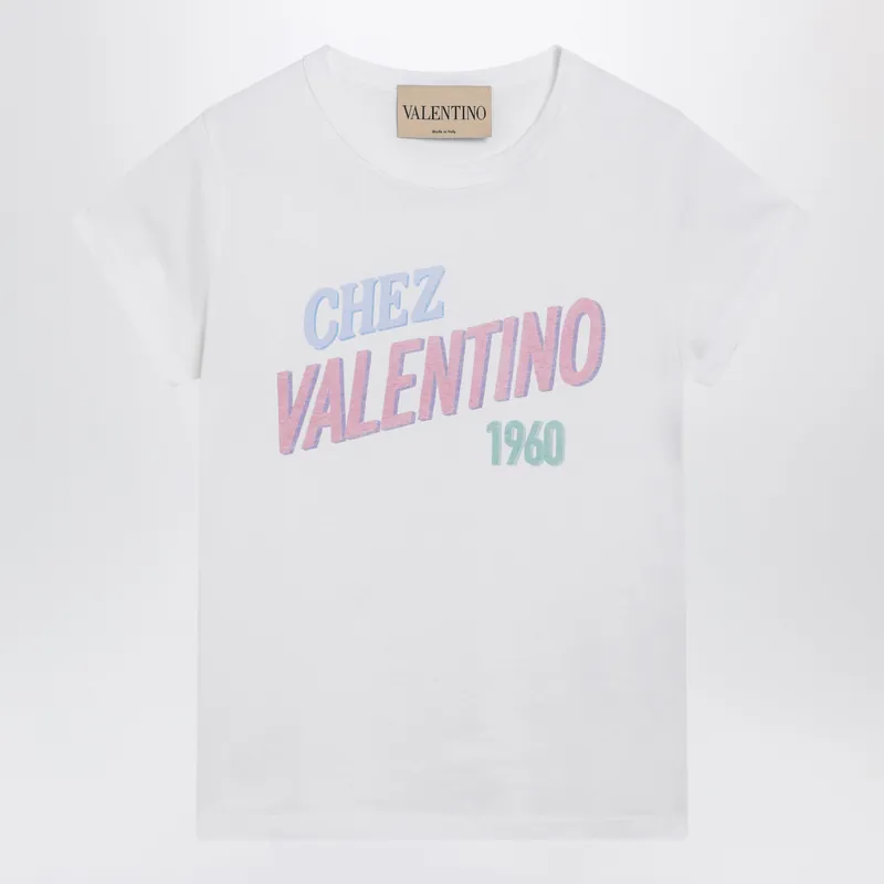 White Cotton T-Shirt With Logo Print