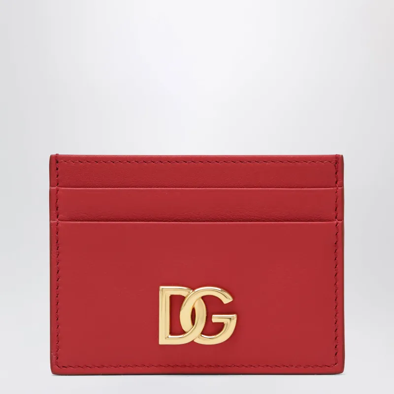 Red Leather Card Holder With Dg Logo - Dolce & Gabbana