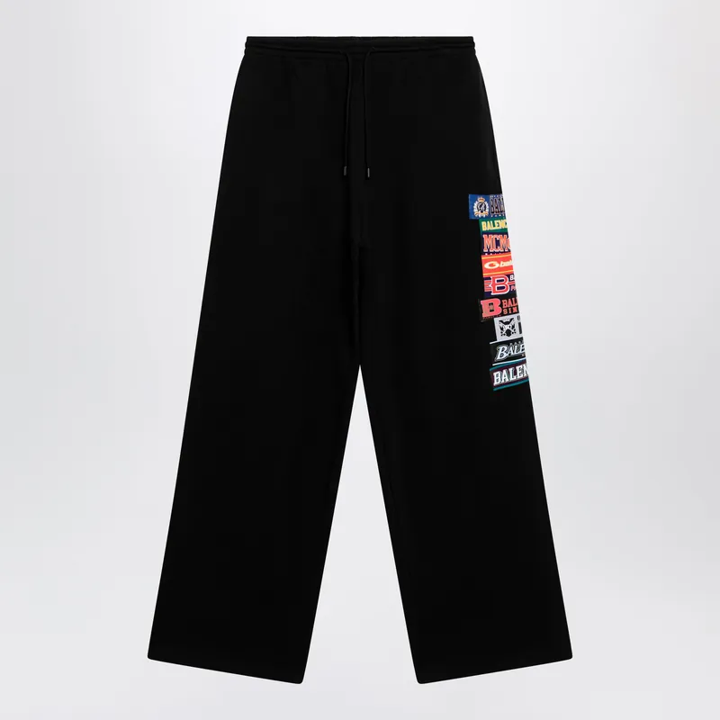 Black Jogger Trousers With Logo Print - Balenciaga