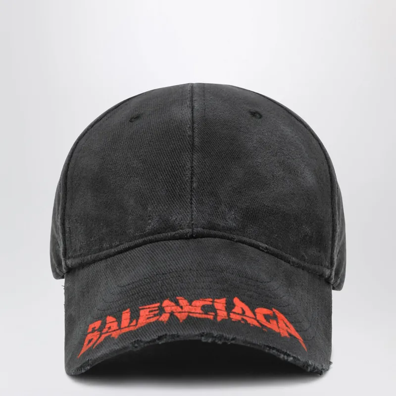 Black Cotton Drill Baseball Cap With Logo - Balenciaga