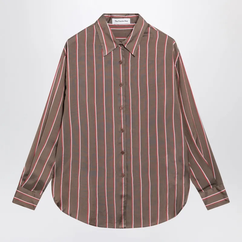 Brown Striped Viscose And Silk Shirt - The Frankie Shop