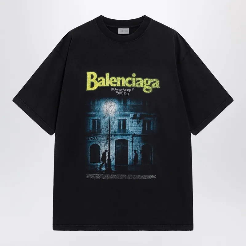 The Address Men’s Regular-Fit T-Shirt In Faded Black Cotton