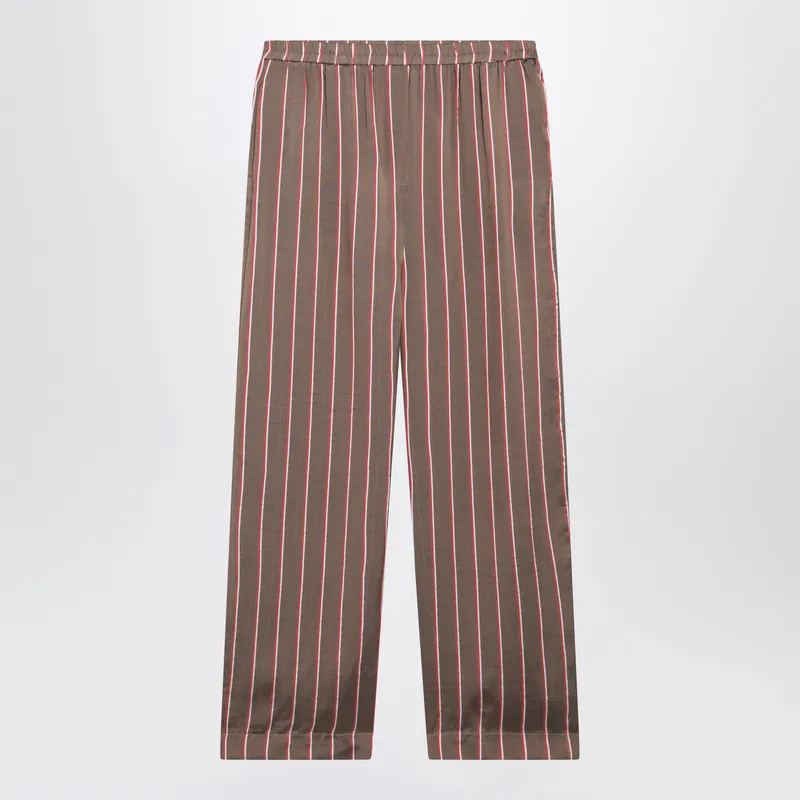 Brown Striped Viscose And Silk Shorts - The Frankie Shop