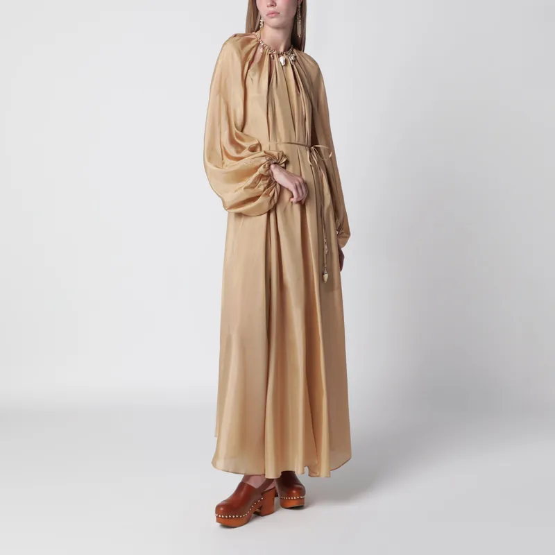 Mahon Maxi Dress In Silk Habotai Champagne - Zimmermann