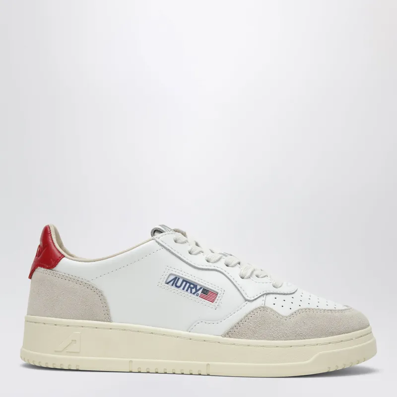 Medalist Low Sneakers In White/Red Leather And Suede - Autry
