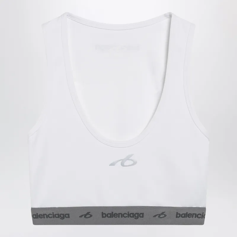 White Techwear Bra Top In Technical Fabric - Balenciaga