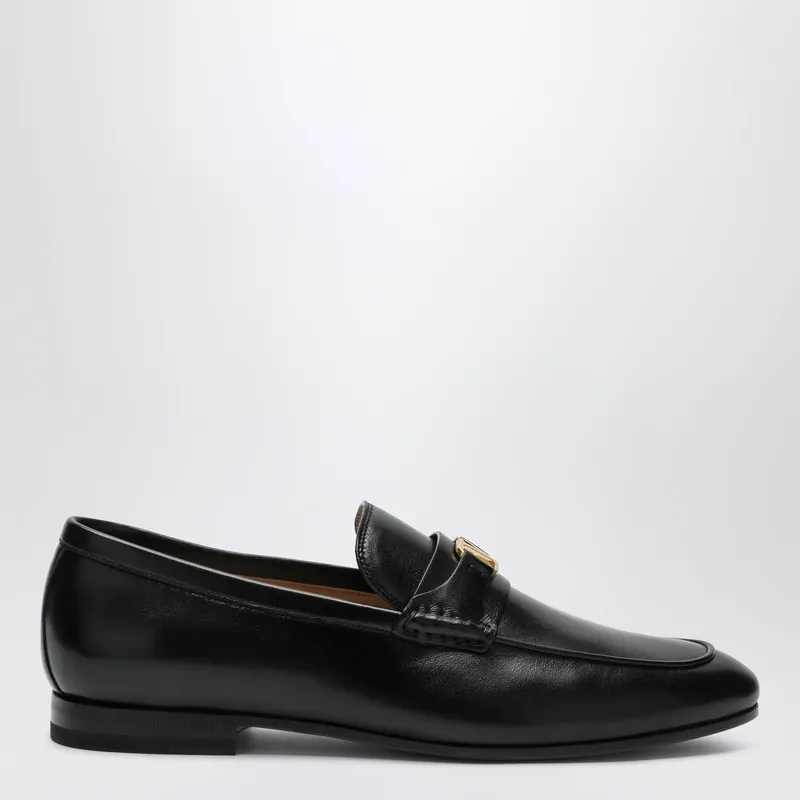 Black V Logo Signature Loafers In Nappa Leather - Valentino Garavani