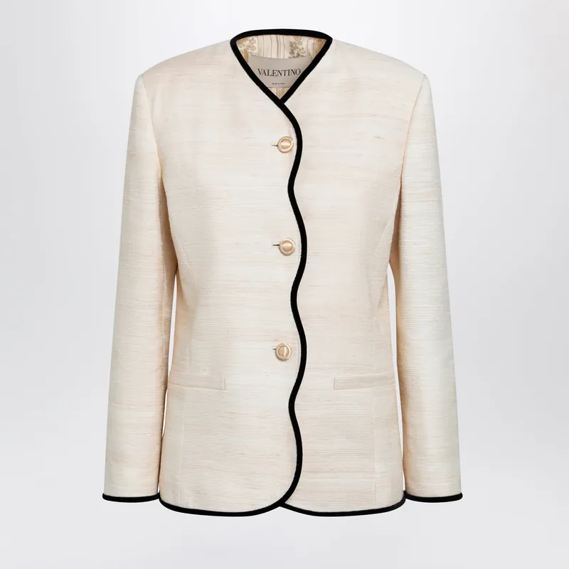 Milk-Honey Coloured Silk And Linen Jacket