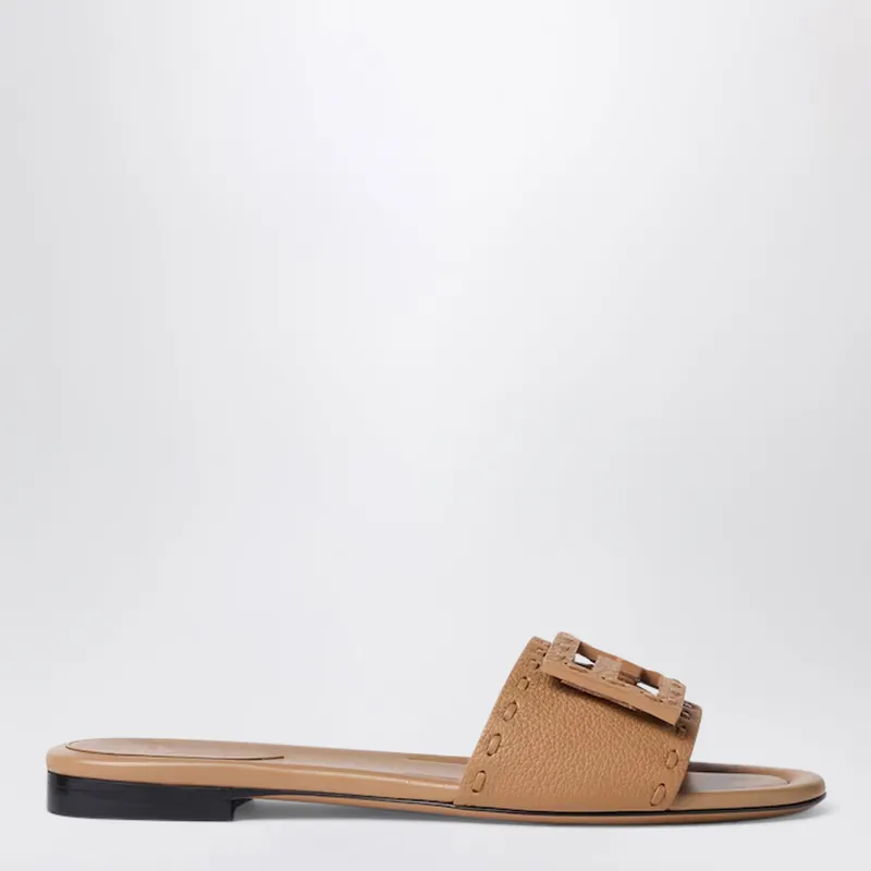 Camel Leather Baguette Slides - Fendi