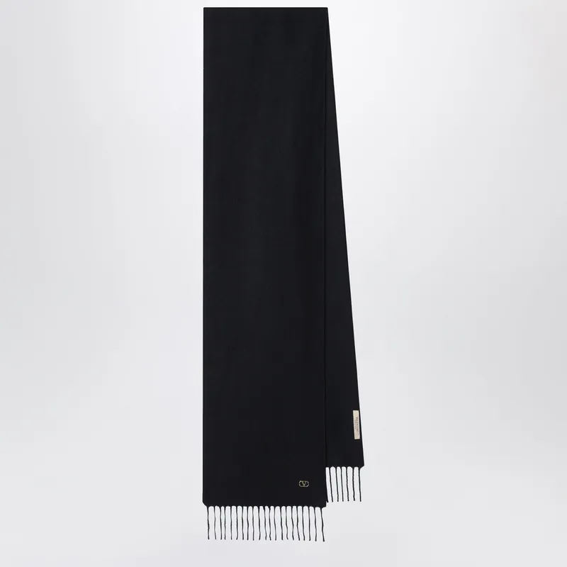 Black Cashmere Scarf With V Logo Detail - Valentino Garavani