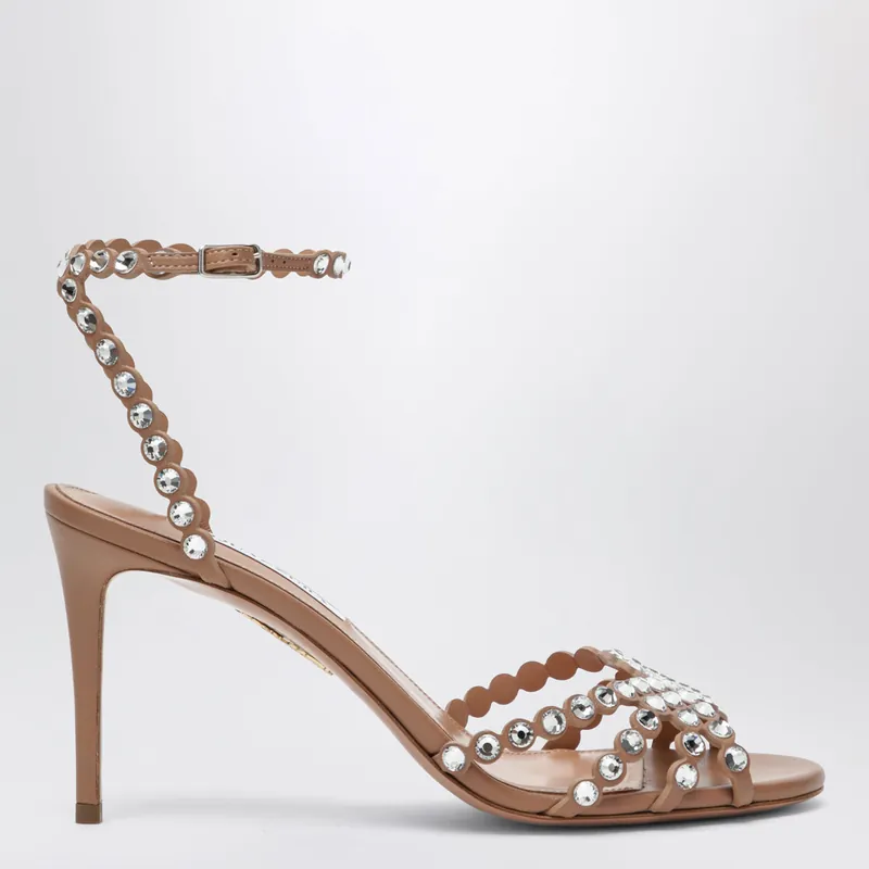 Tequila Sandal Crystal Nappa Sandals In Daisy Yellow - Aquazzura