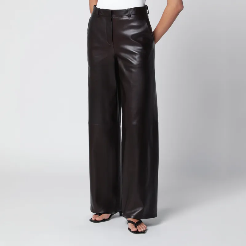 Coda Wide-Leg Brown Leather Trousers