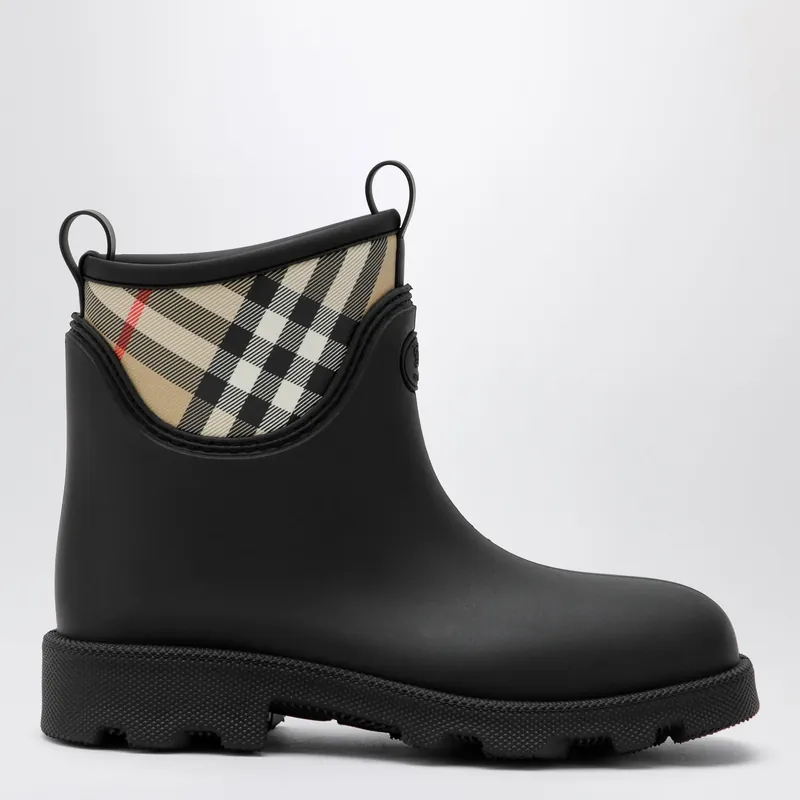 Marsh Stamp Rubber And Nylon Rain Boots In Black - Burberry
