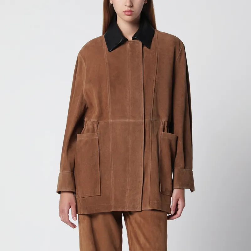 Grange Jacket In Tobacco Suede Leather - Nour Hammour