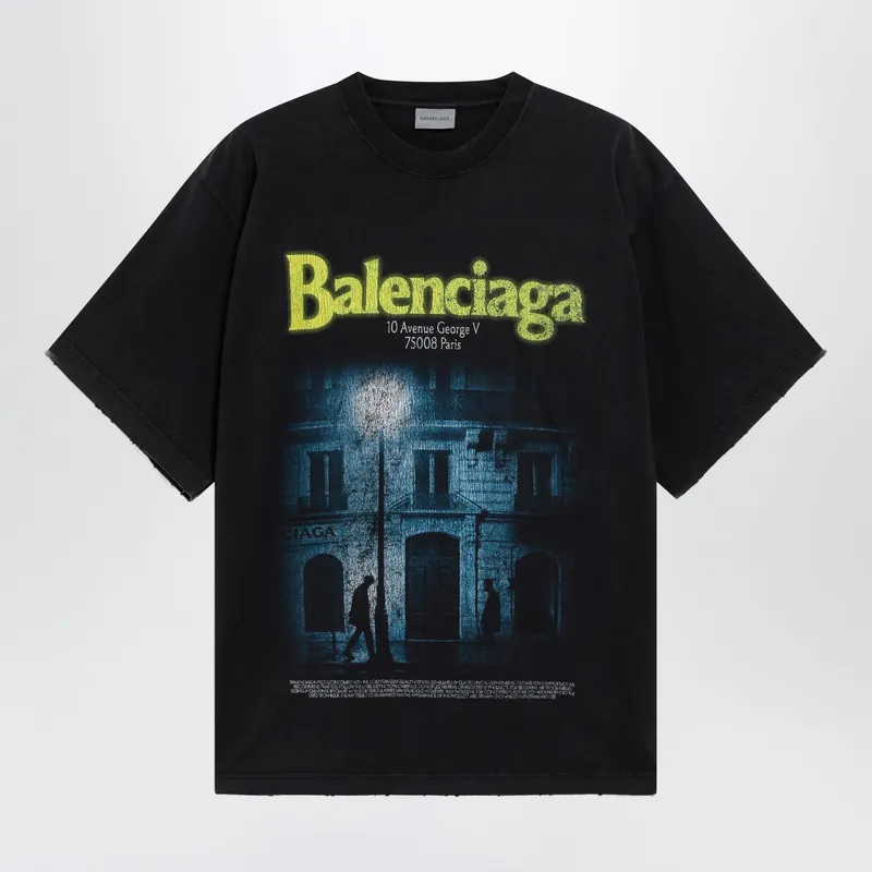 Black Faded Oversized T-Shirt With Logo Print