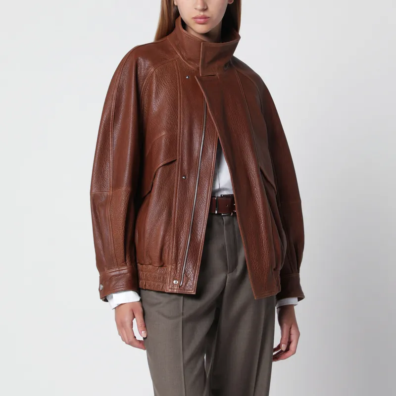 Ariste Terracotta Leather Jacket - Nour Hammour
