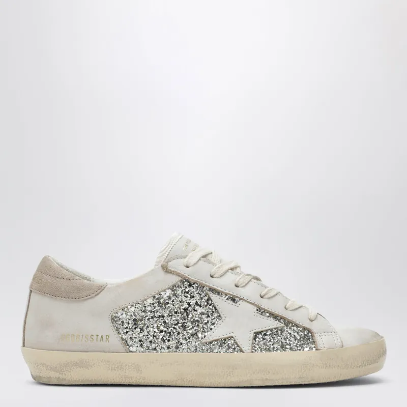 White/Platinum Glitter Super-Star Sneakers
