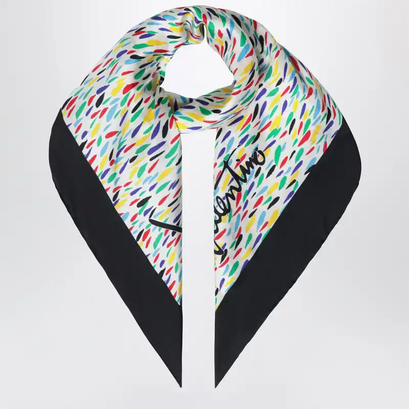 Silk Scarf With Multicolor Print - Valentino Garavani