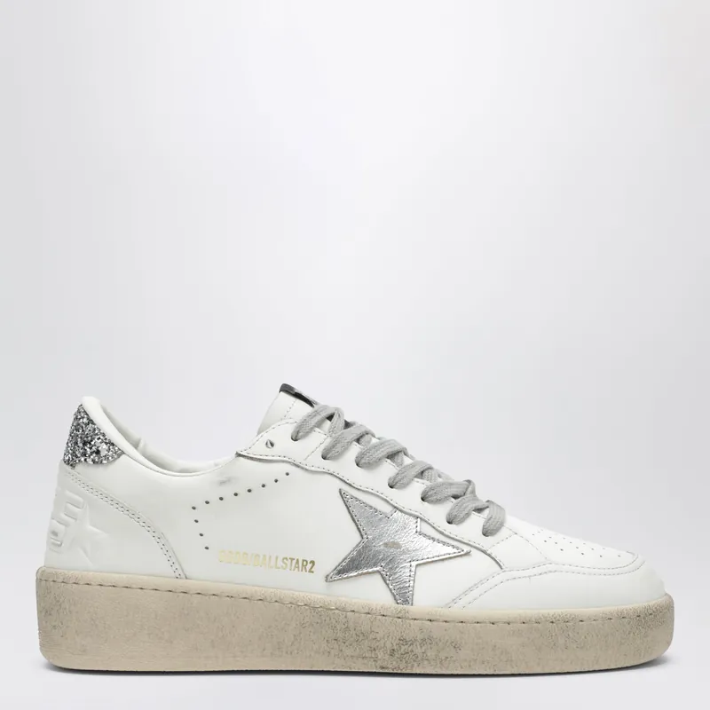White/Silver/Platinum Glitter Ball Star Sneakers - Golden Goose