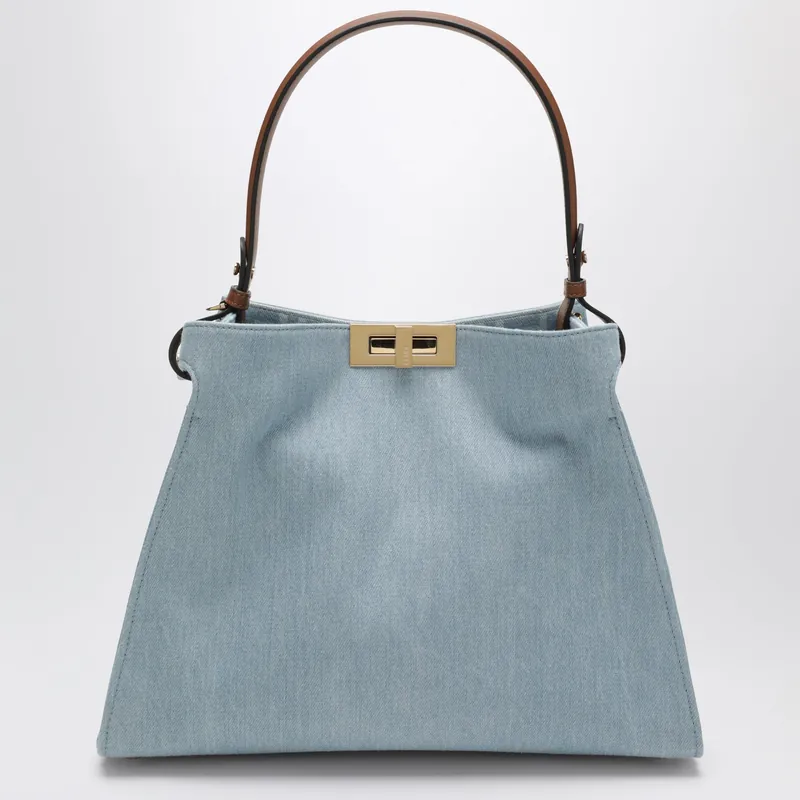 Fendi Way Bag In Light Blue Denim