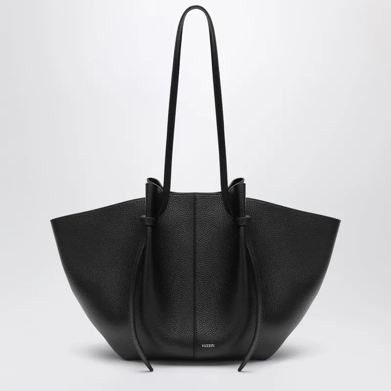 Large Mochi Bag In Black Pebble-Grained Leather