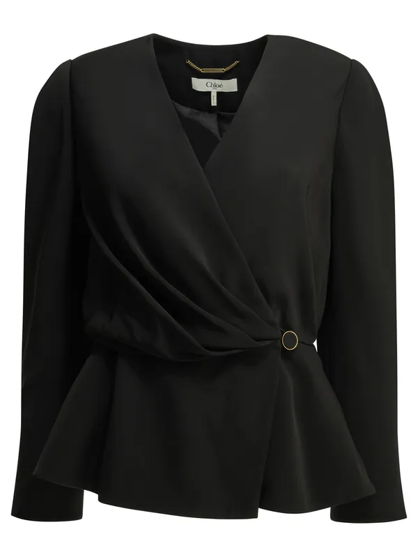 Casual Draped Top Tops Black - Chloé