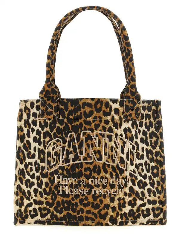 Leopard Tote Bag Brown - Ganni