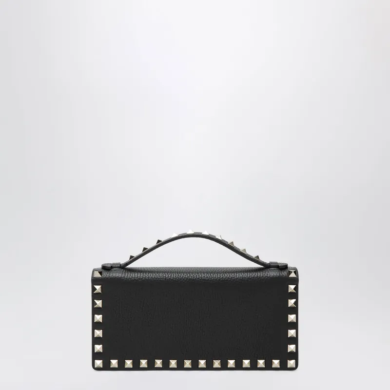 Black Rockstud Leather Wallet With Chain - Valentino Garavani