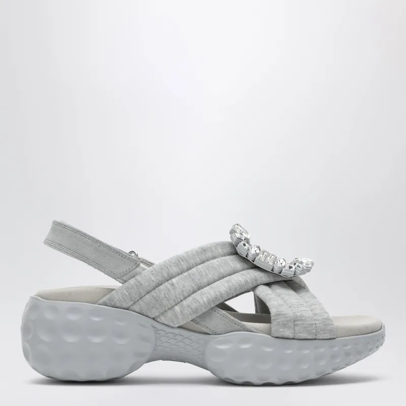 Viv' Run Slingback Sandals Grey With Crystals - Roger Vivier