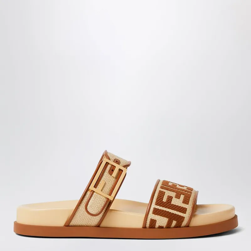 Slide Fendi Feel In Rafia Beige