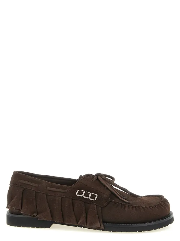 Suede Volant Boat Shoe Loafers Brown - JW Anderson
