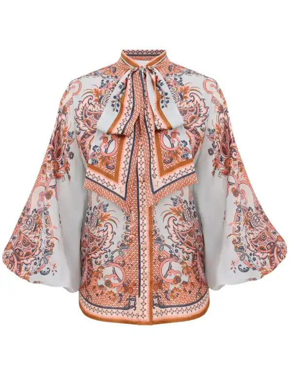 Aster Tie Neck Silk Blouse - Zimmermann