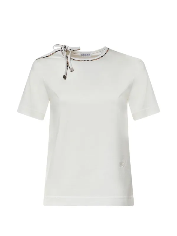 Check Bow Cotton T-Shirt