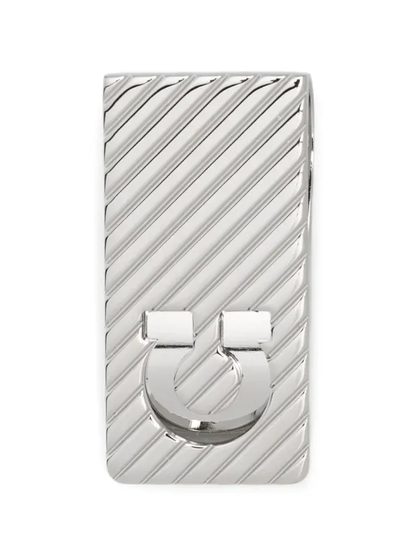 Guilloche Diagonal Stripe Money Clip - Ferragamo