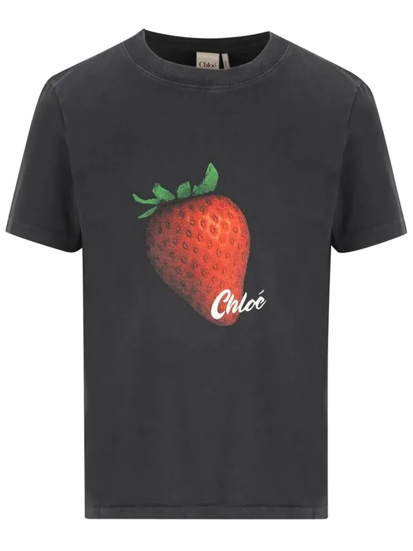 Strawberry Print Cotton T-Shirt