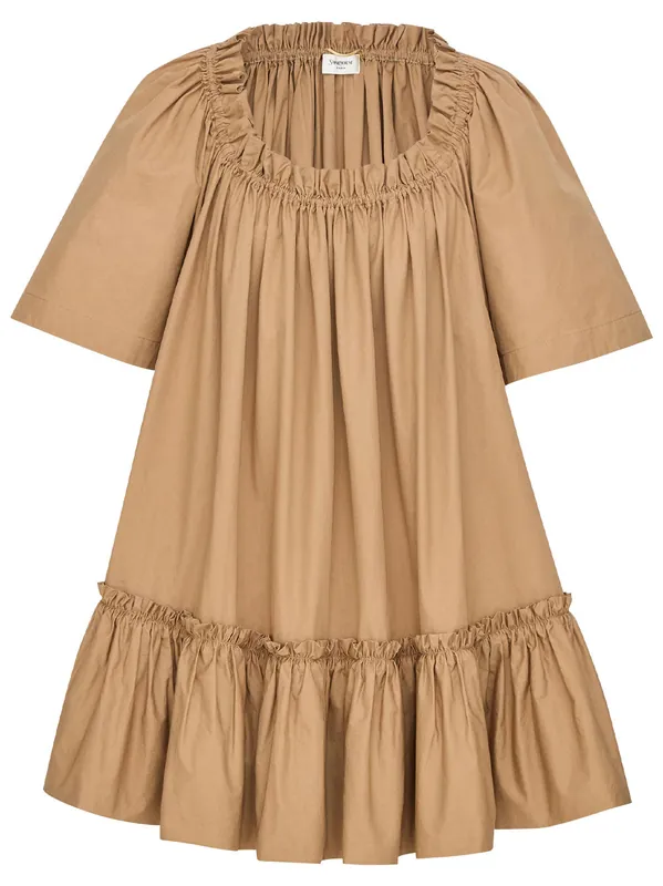 Ruffled Dress In Cotton - Saint Laurent