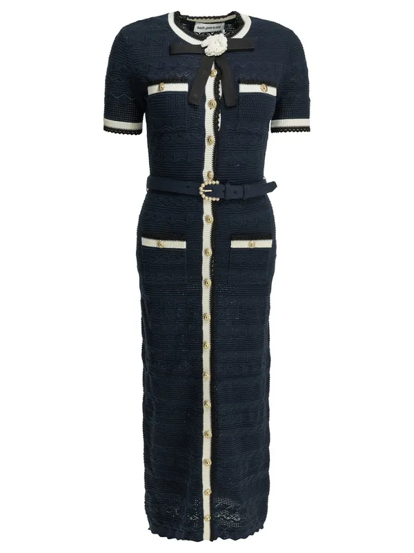 Knit Midi Dress Dresses Blue - Self-Portrait