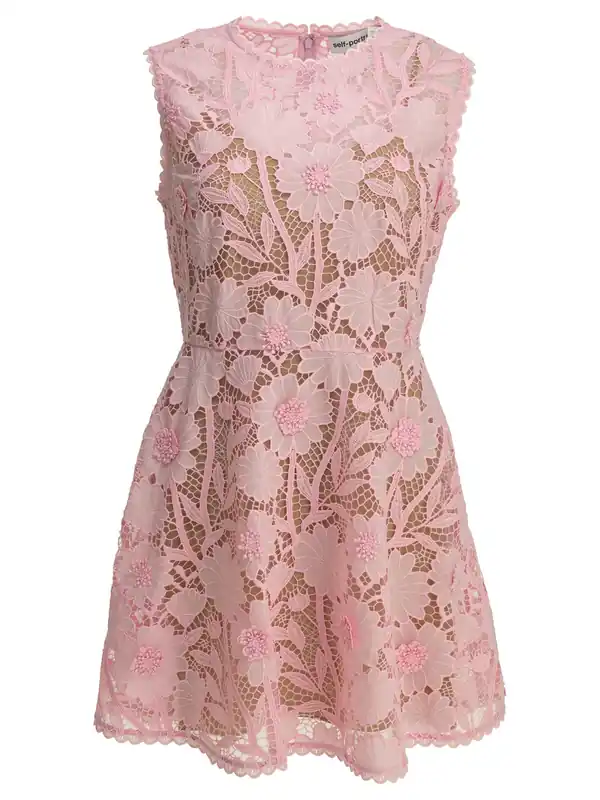 Short Lace Dress Dresses Pink - Self-Portrait