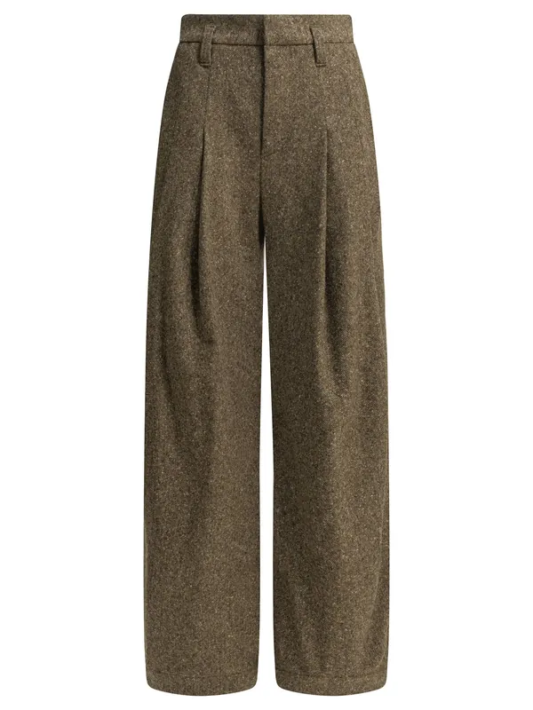 Wool Tailored Pants Trousers Brown - Brunello Cucinelli