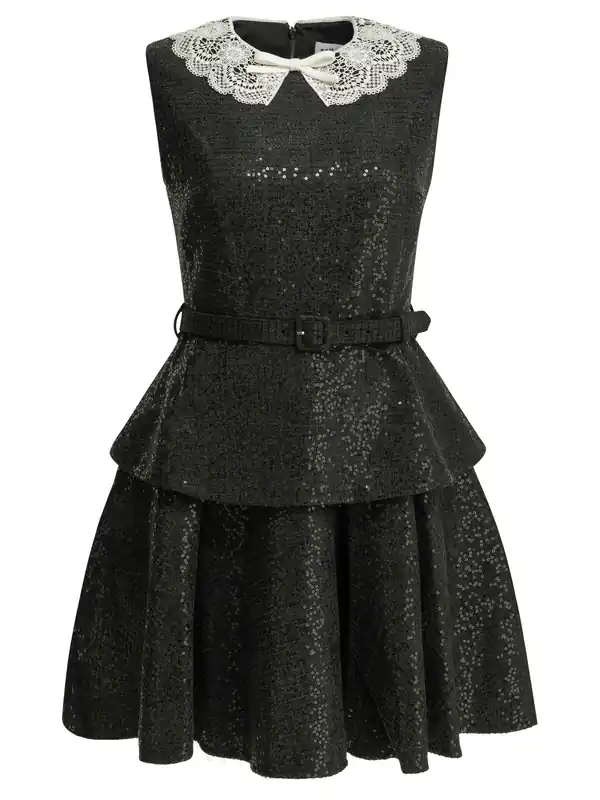 Short Sequin Dress Dresses Black - Self-Portrait