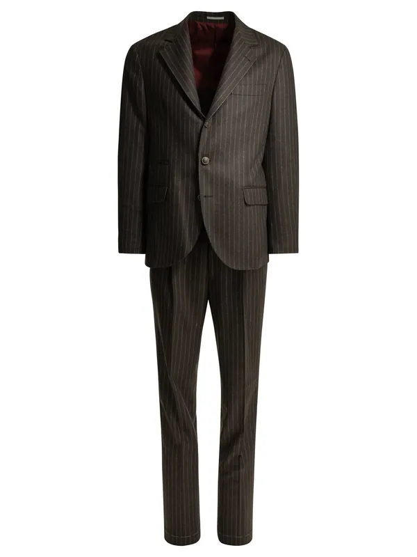 Formal Pinstripe Suit Suits Brown - Brunello Cucinelli