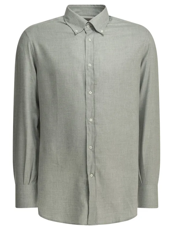 Casual Cotton Flannel Shirt Shirts Grey - Brunello Cucinelli