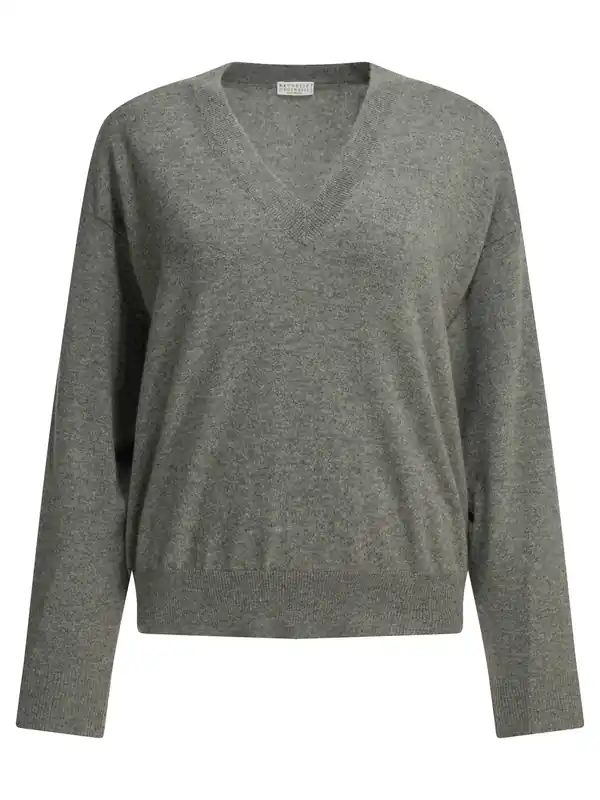 Cashmere V-Neck Sweater Knitwear Grey
