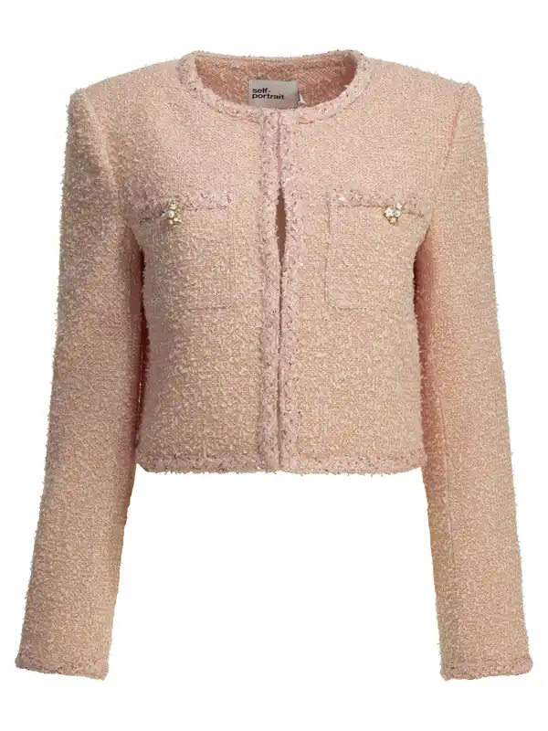 Bouclé Blazer Jackets And Coats Pink - Self-Portrait
