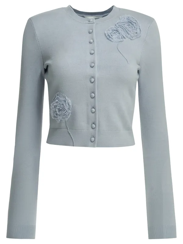 Embroidered Cardigan Knitwear Light Blue - Self-Portrait